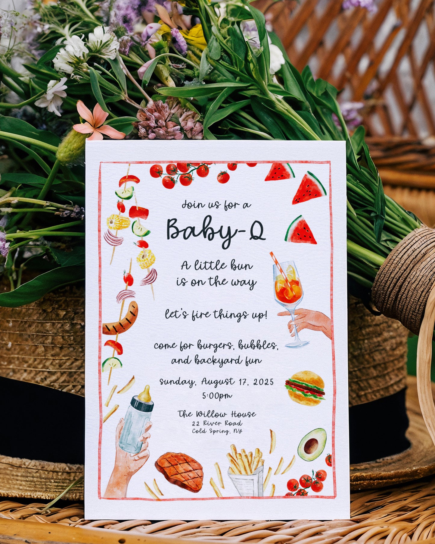 Editable Baby-Q Baby Shower Invitation | BBQ Baby Shower I Editable Canva Template