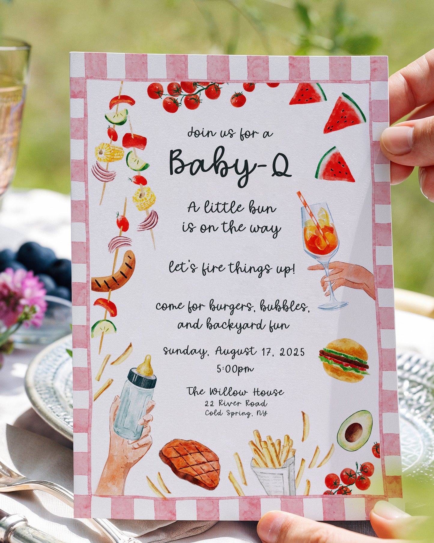 Editable Baby-Q Baby Shower Invitation | BBQ Baby Shower I Editable Canva Template