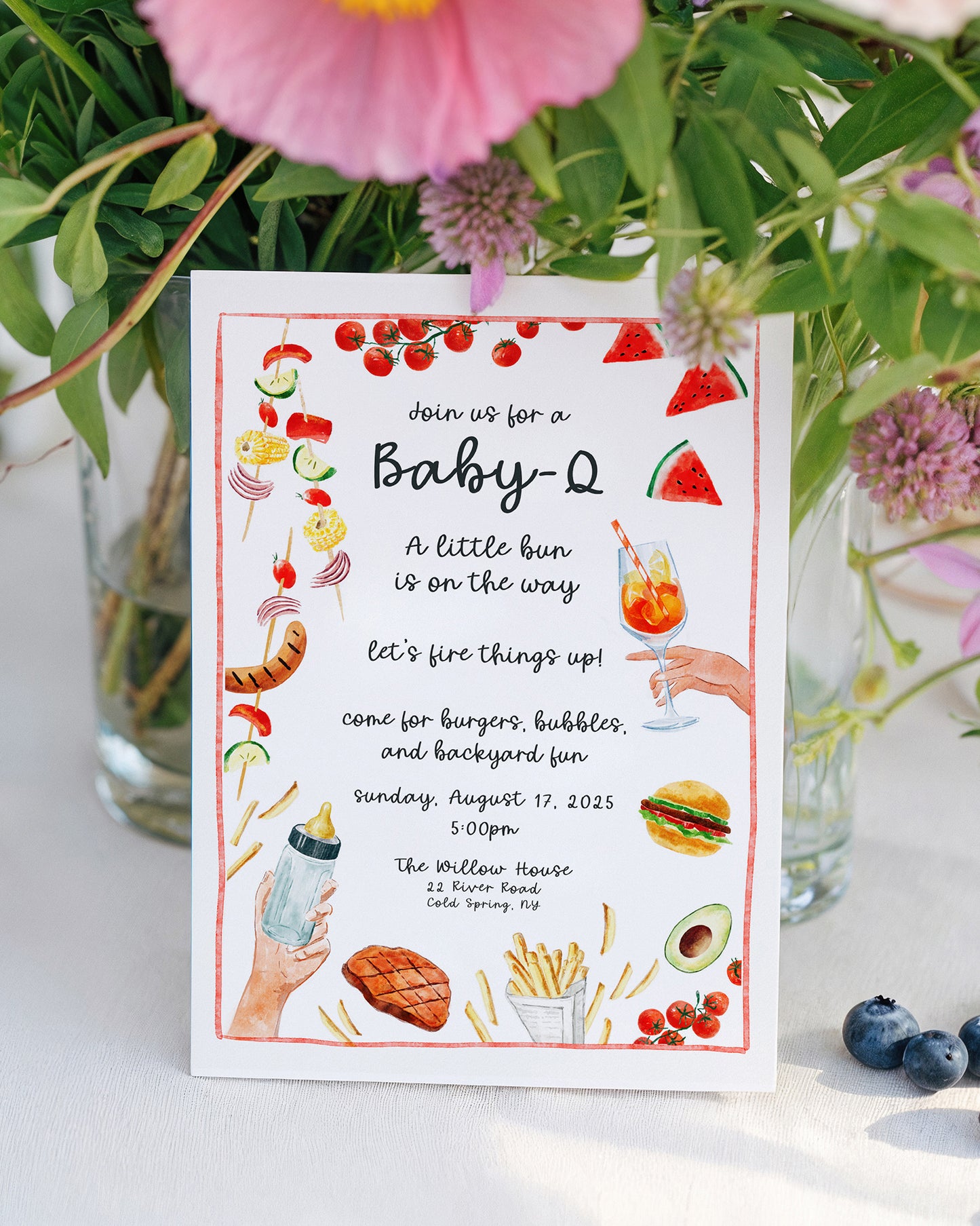 Editable Baby-Q Baby Shower Invitation | BBQ Baby Shower I Editable Canva Template