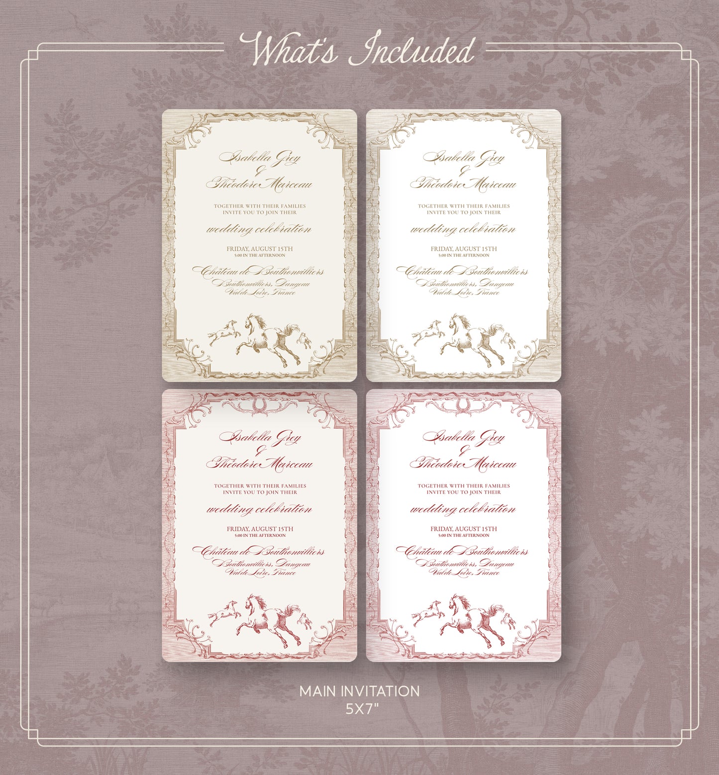 Equestrian Wedding Invitation Suite | Editable Canva Template