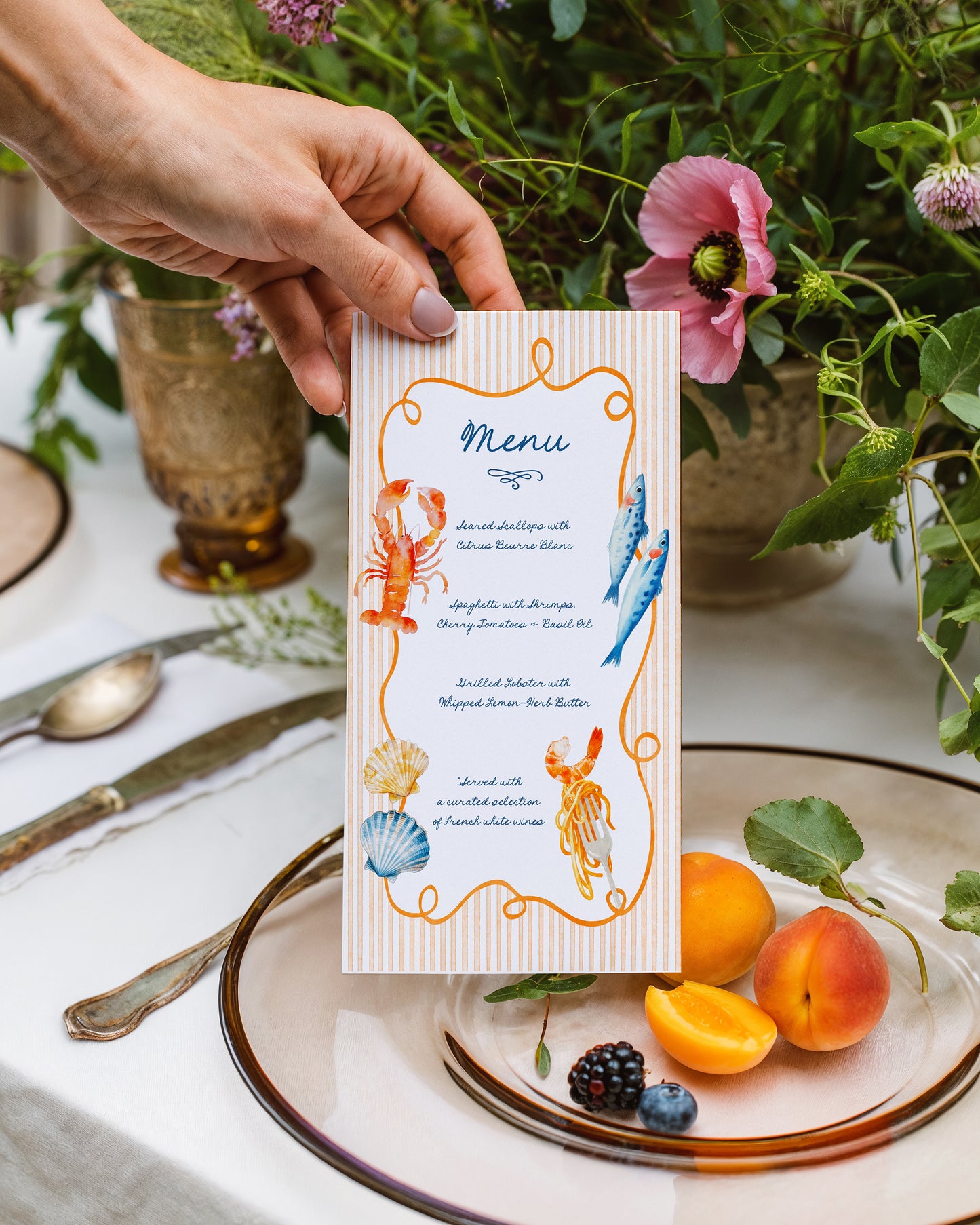 Amalfi Menu de Fruits de Mer Fantaisiste | Modèle Canva modifiable