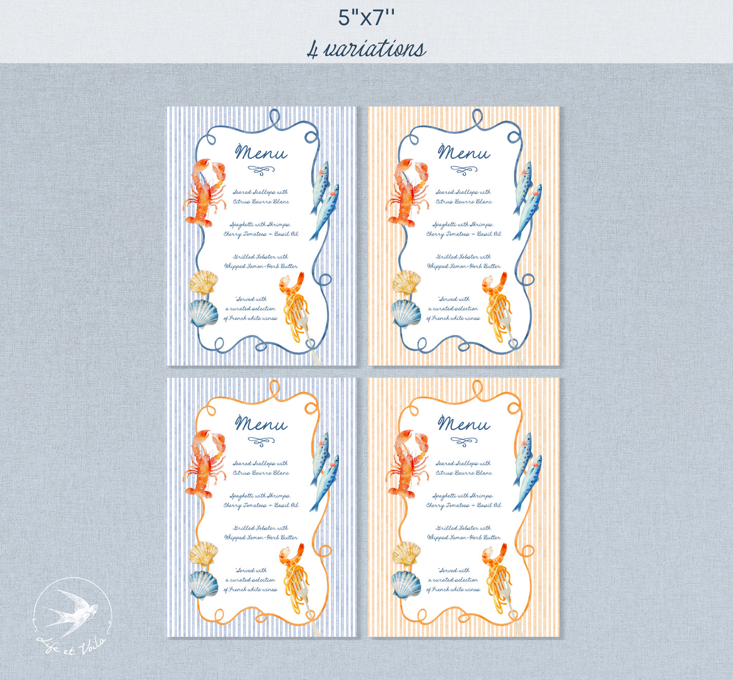 Amalfi Menu de Fruits de Mer Fantaisiste | Modèle Canva modifiable