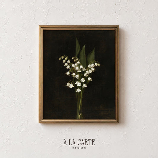 Antique-style floral wall art printable — romantic dark palette reminiscent of traditional still life