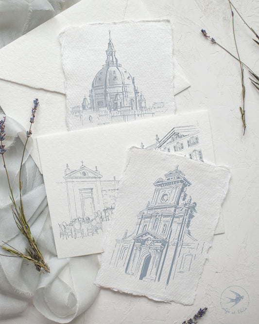 Save-the-Date sur mesure avec illustration du lieu