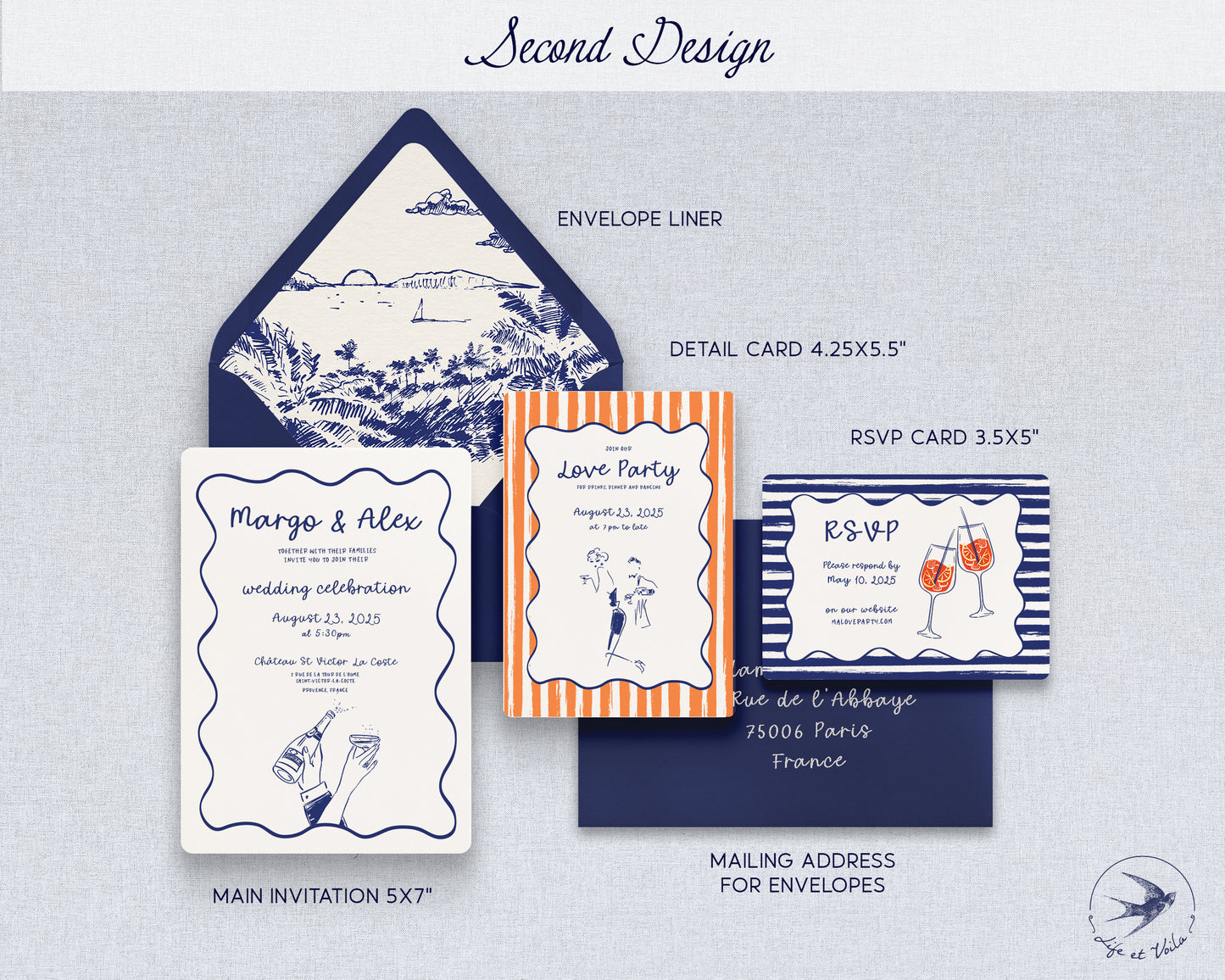 Cocktails Riviera | Invitations de mariage originales | Modèle Canva modifiable