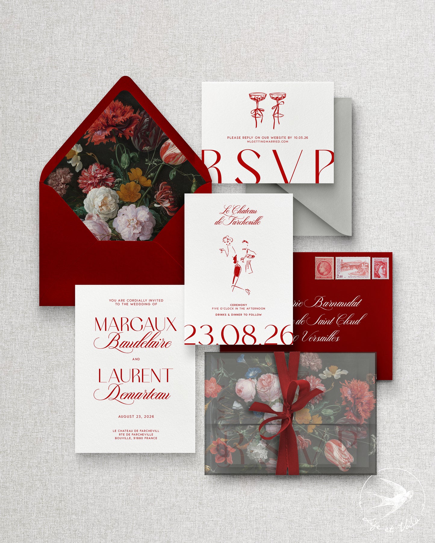 Rouge Modern Invitation Suite