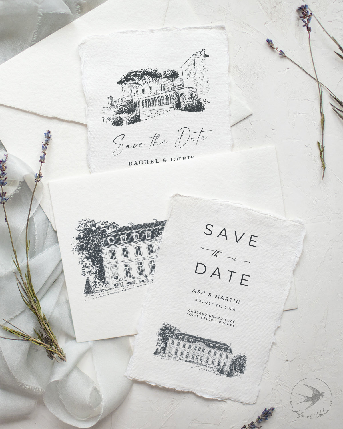 Bespoke Save-the-Date Card with Venue Drawing