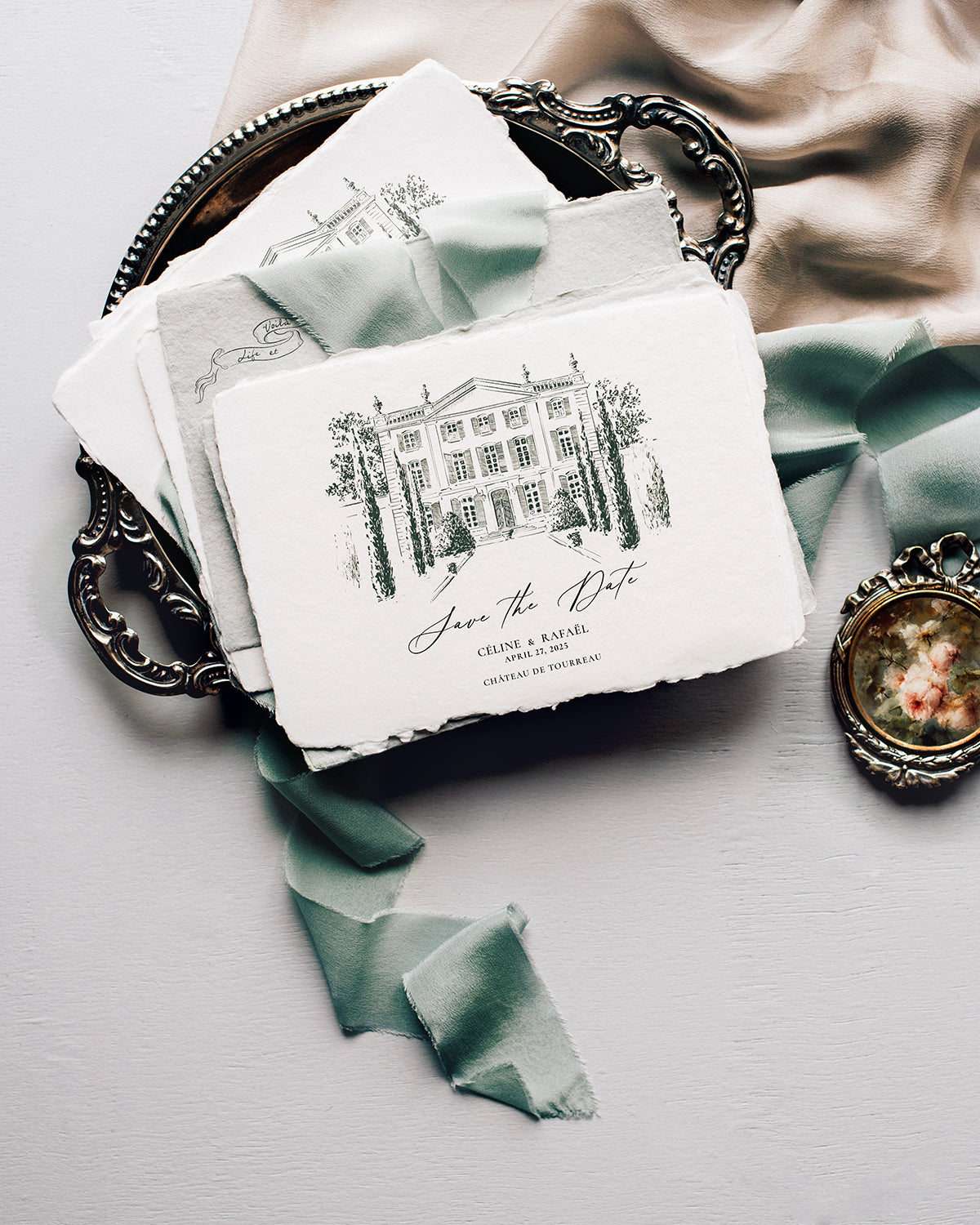 Bespoke Save-the-Date Card with Venue Drawing