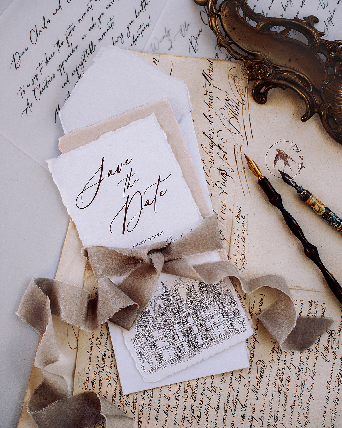Bespoke Save-the-Date Card with Venue Drawing