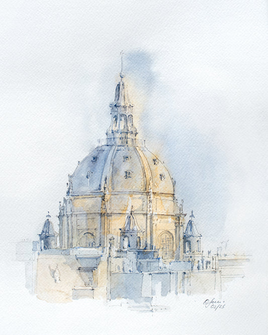 La Chapelle de la Sorbonne Aquarelle Originale