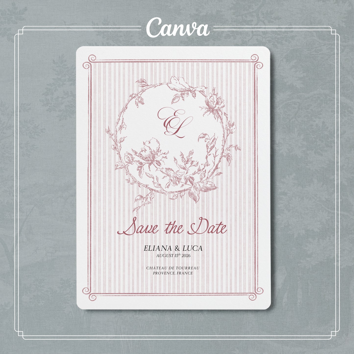 Save the Date Floreale Elegante Modello Canva Modificabile