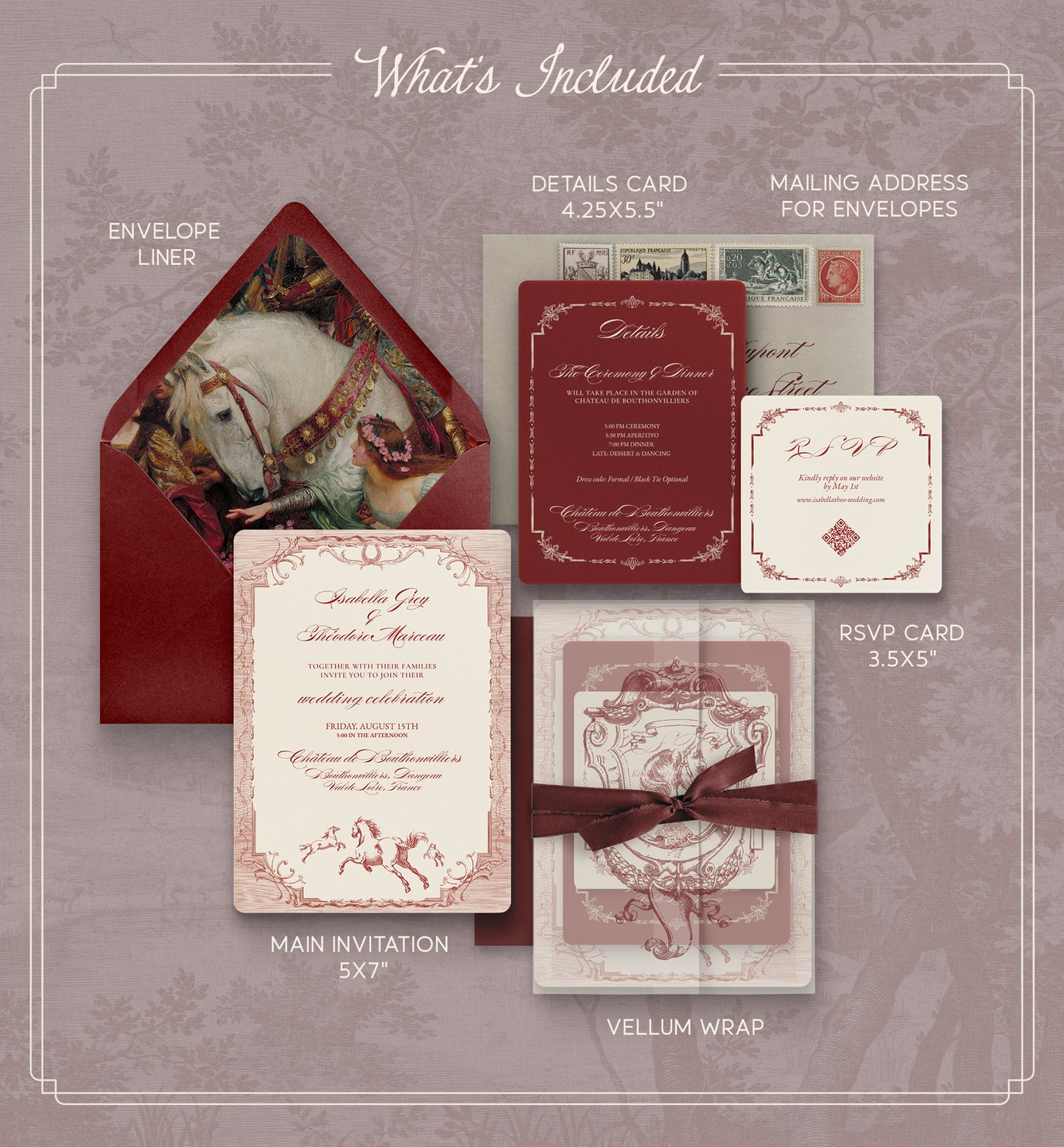Equestrian Wedding Invitation Suite | Editable Canva Template