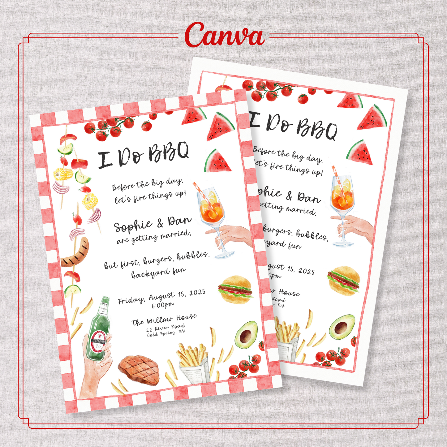 Invito "I Do BBQ" | Invito di Compleanno BBQ | Modello Canva Modificabile