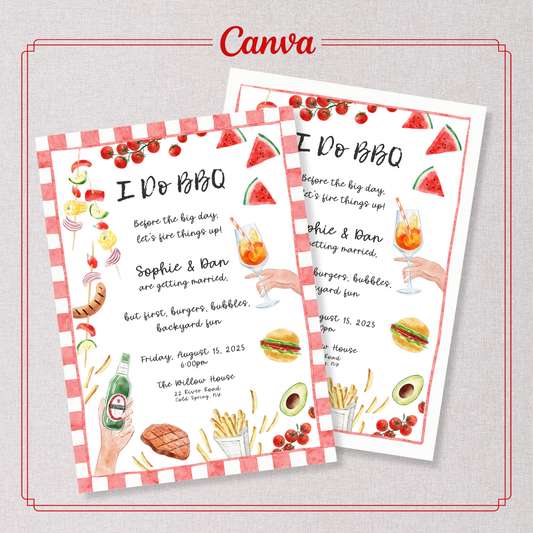 Invitation barbecue modifiable | Invitation anniversaire barbecue | Modèle Canva modifiable