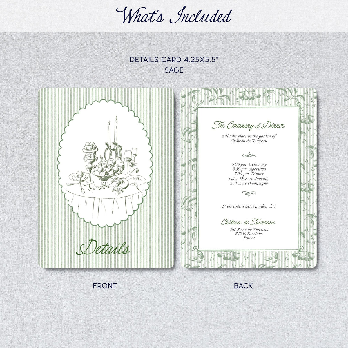 Elegant Sage Green Wedding Invitation Template, Romantic Garden Style Suite, Printable CANVA Design