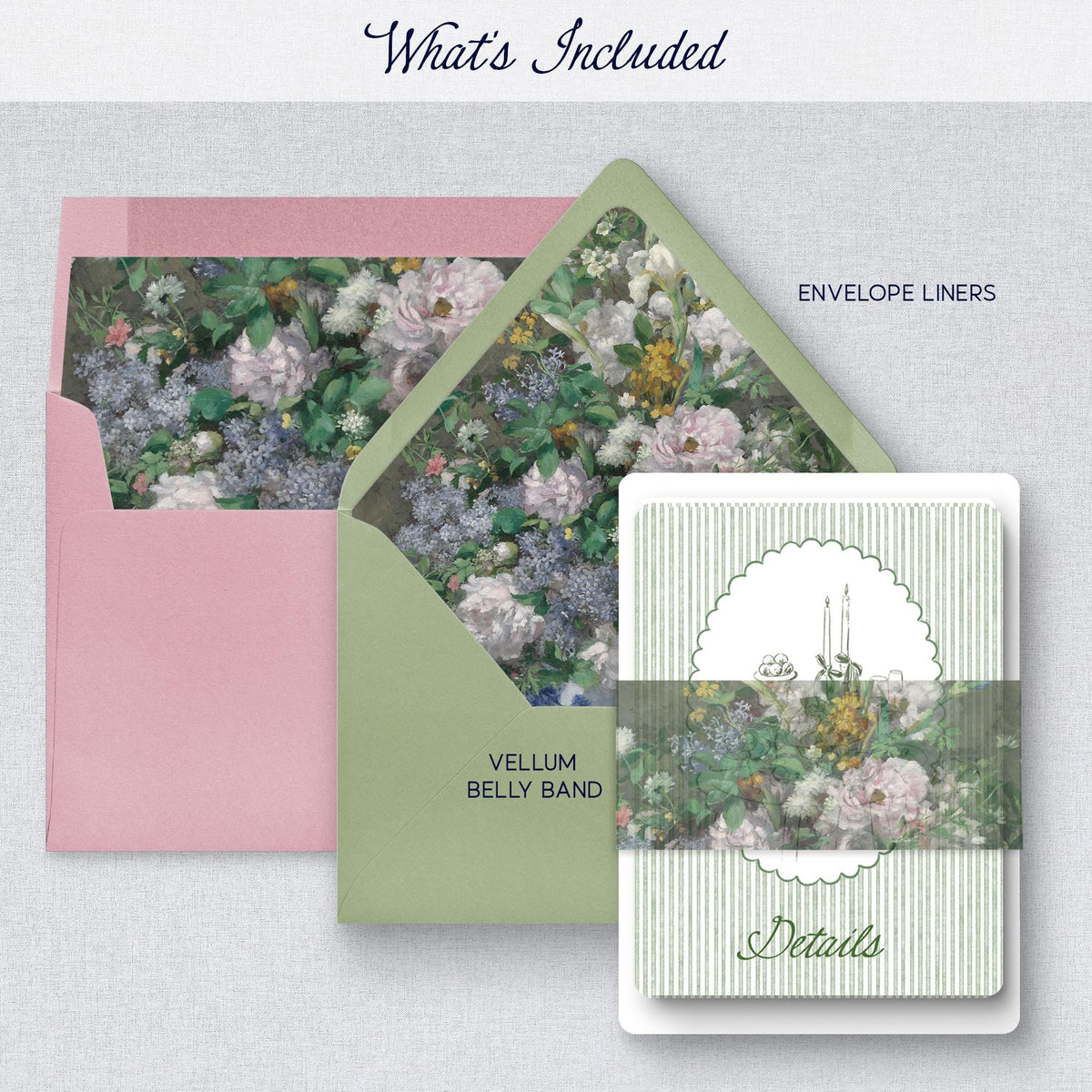 Elegant Sage Green Wedding Invitation Template, Romantic Garden Style Suite, Printable CANVA Design