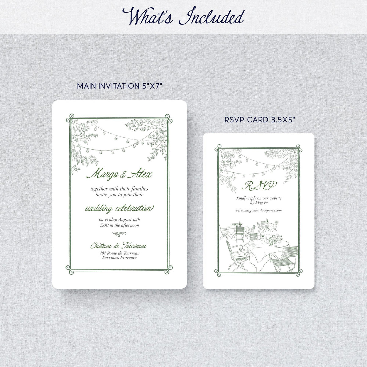 Elegant Sage Green Wedding Invitation Template, Romantic Garden Style Suite, Printable CANVA Design