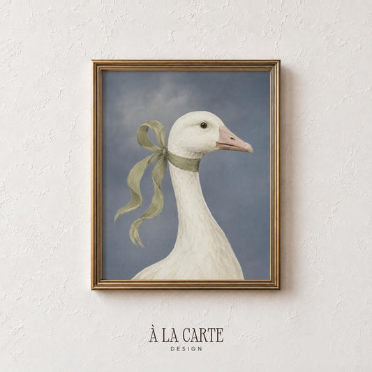 Elegant waterfowl painting wall art for bedroom — soft cottagecore aesthetic with vintage brushwork and neutral tones