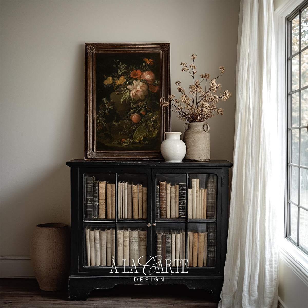 Moody Floral Still Life, Dark Flower Painting, Cottagecore Botanical Wall Art, Dark Aesthetic Printable V19