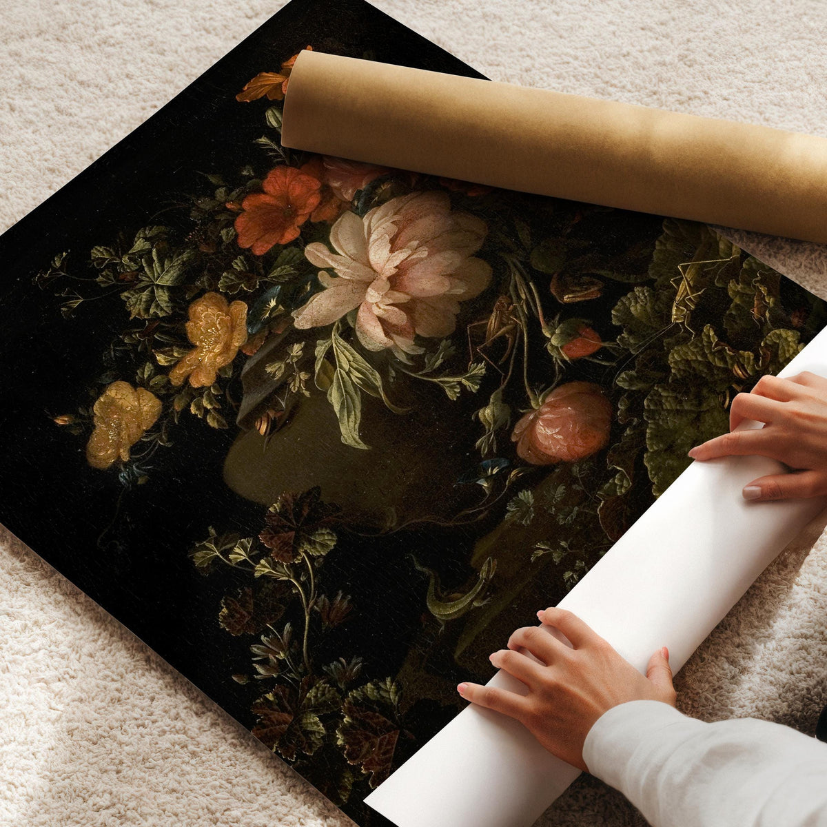 Moody Floral Still Life, Dark Flower Painting, Cottagecore Botanical Wall Art, Dark Aesthetic Printable V19