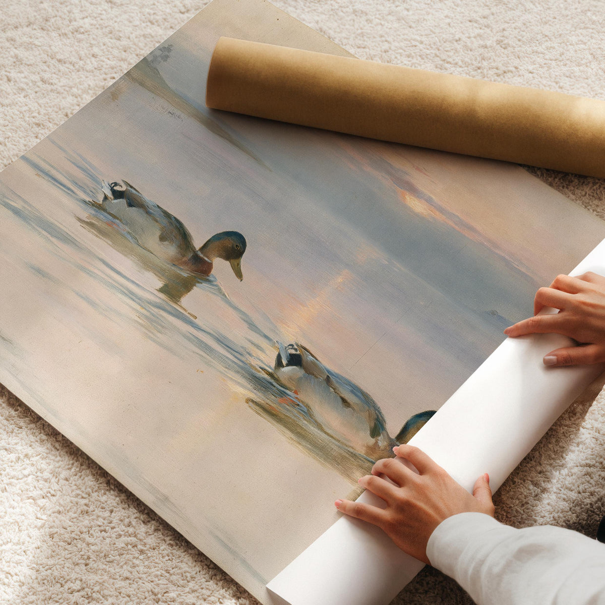 Pastel Ducks Wall Art, Farm Birds Printable, Vintage Nursery Decor, Vintage Nursery Decor, Cottagecore Landscape, Grandmillennial Art H71