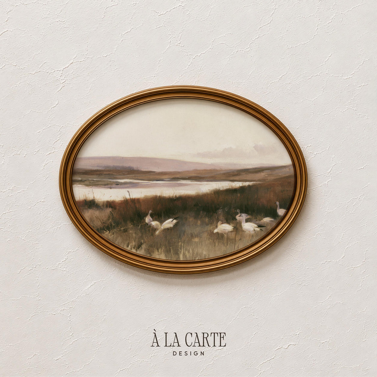 Wild Geese Marsh Wall Art, Fall Art Printable, Autumn Waterfowl Painting, Neutral Farmhouse Decor, Muted Landscape Printable H74