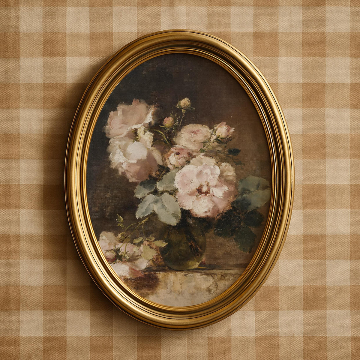 Moody flower study picture — vintage arrangement with greenery, instant download wall art