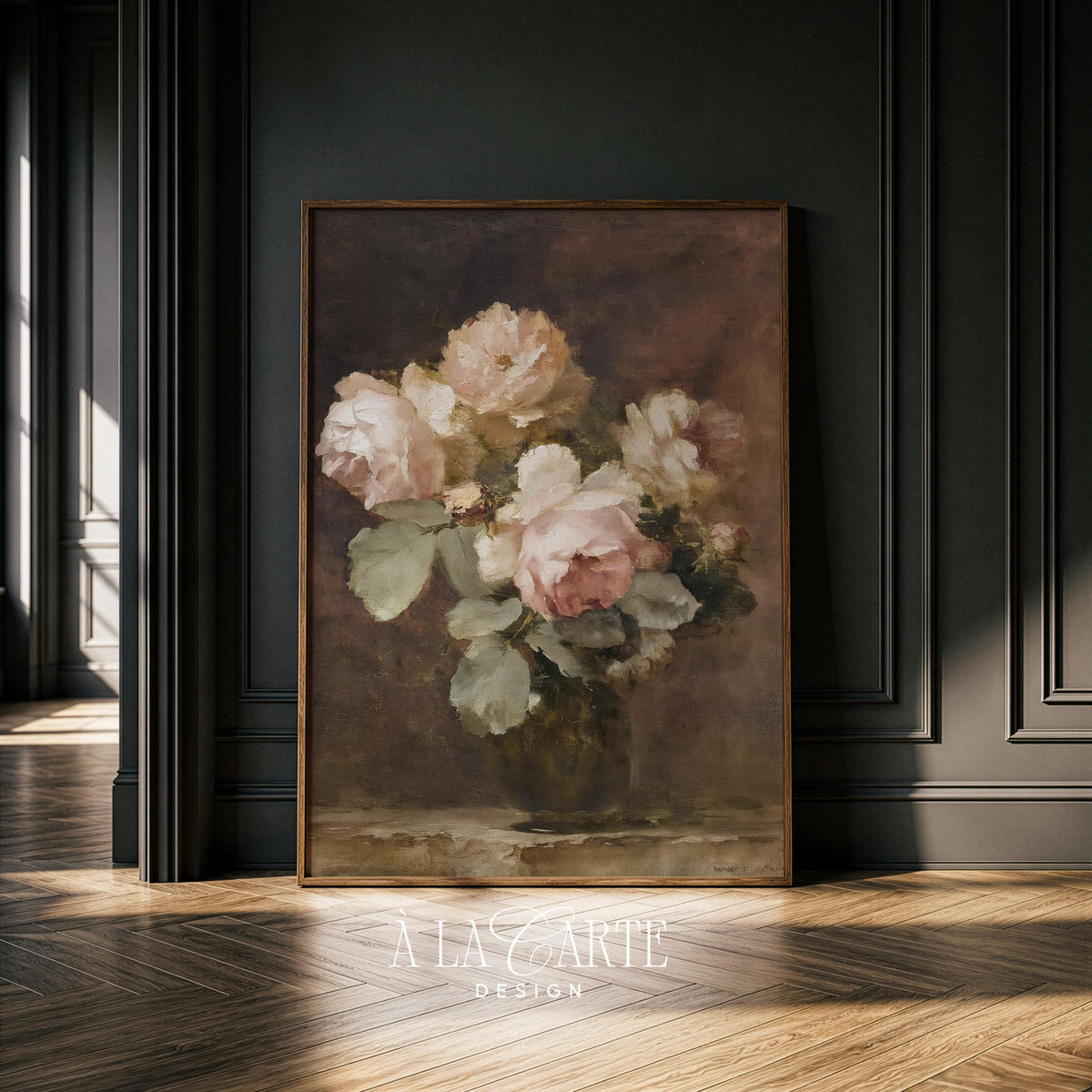 Muted floral arrangement picture instant download — vintage botanical design with warm earthy tones for gallery walls