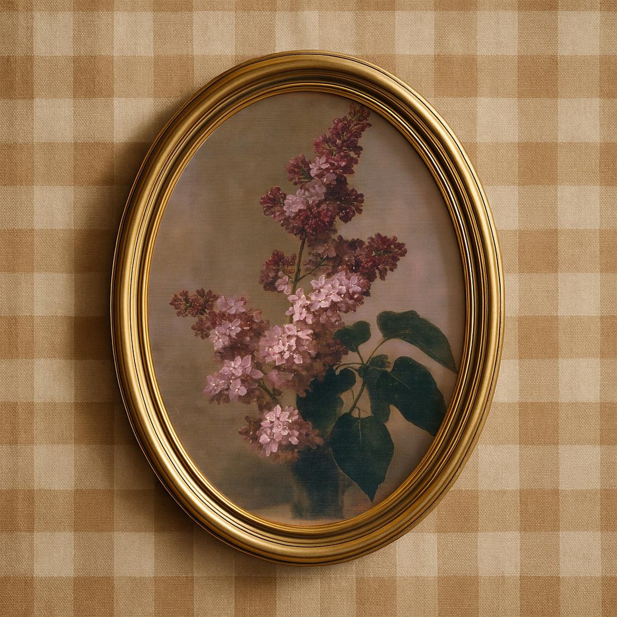 Lilac flower digital wall art for living room — antique botanical poster with soft pink tones and heirloom feel