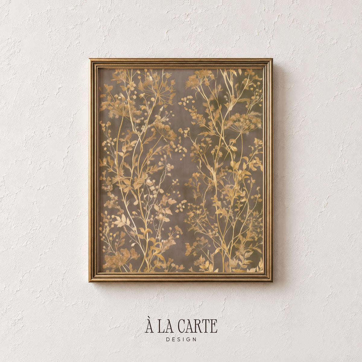 Heritage botanical gallery wall art featuring muted botanical elements — timeless vintage-inspired home print
