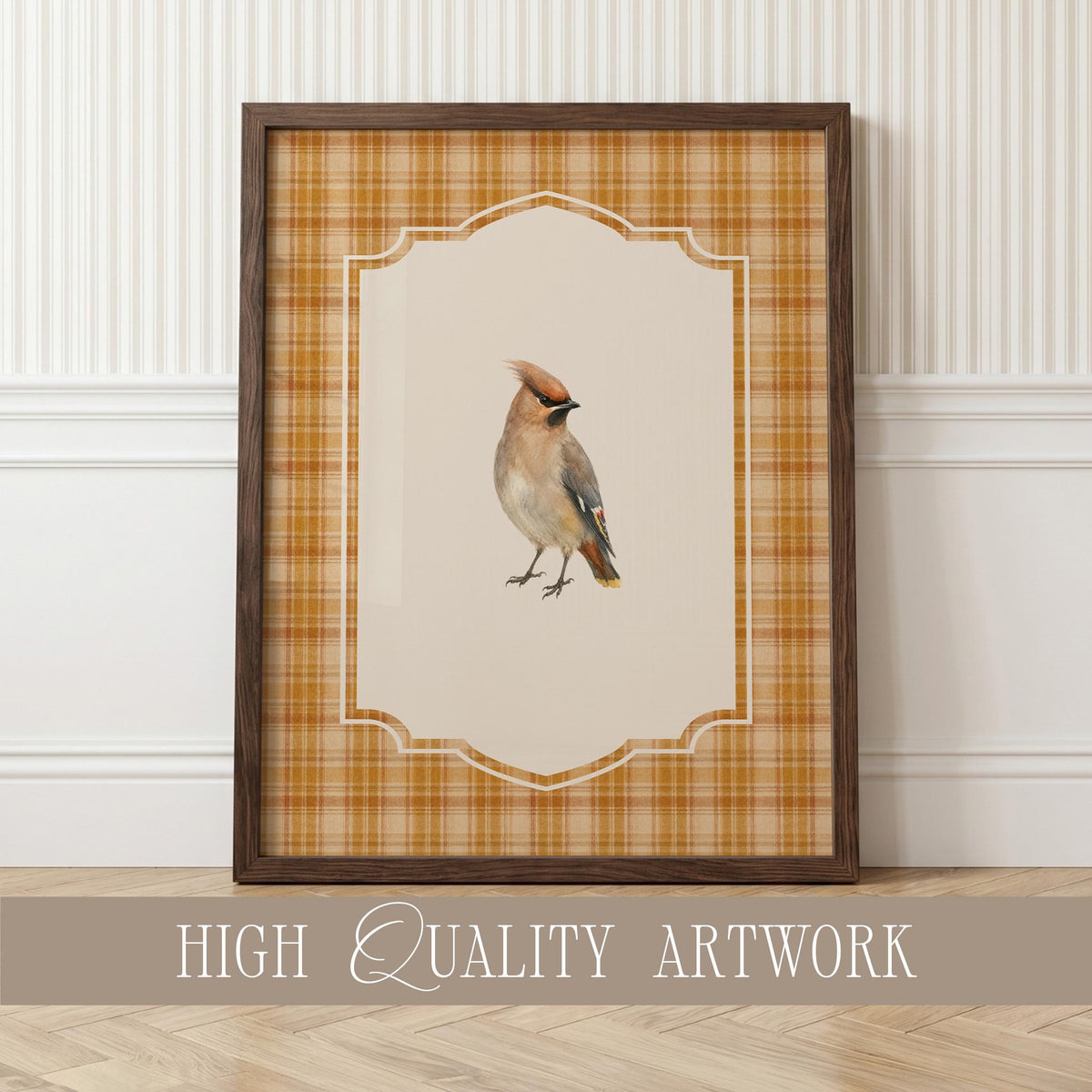 Vintage Fall Bird Wall Art Set of 15, Cottagecore Plaid Prints, Woodland Bird Illustrations Collection, French Country Decor Bundle B3