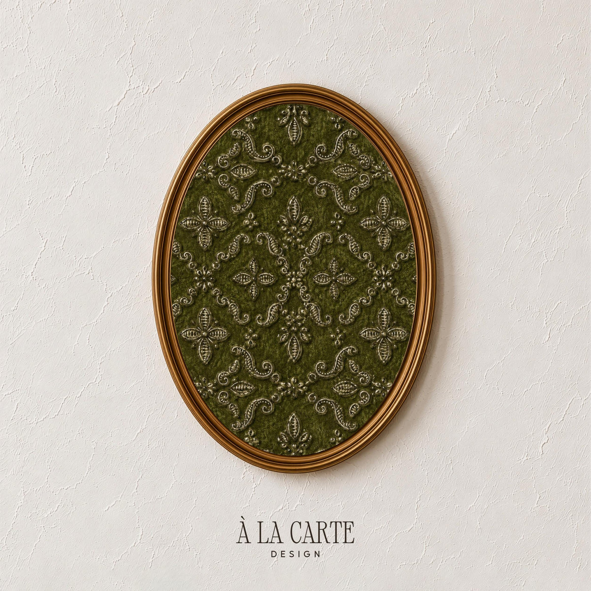 Rich heritage damask wall picture — ornate tapestry print celebrating traditional fleur-de-lis motifs and geometric botanical framing