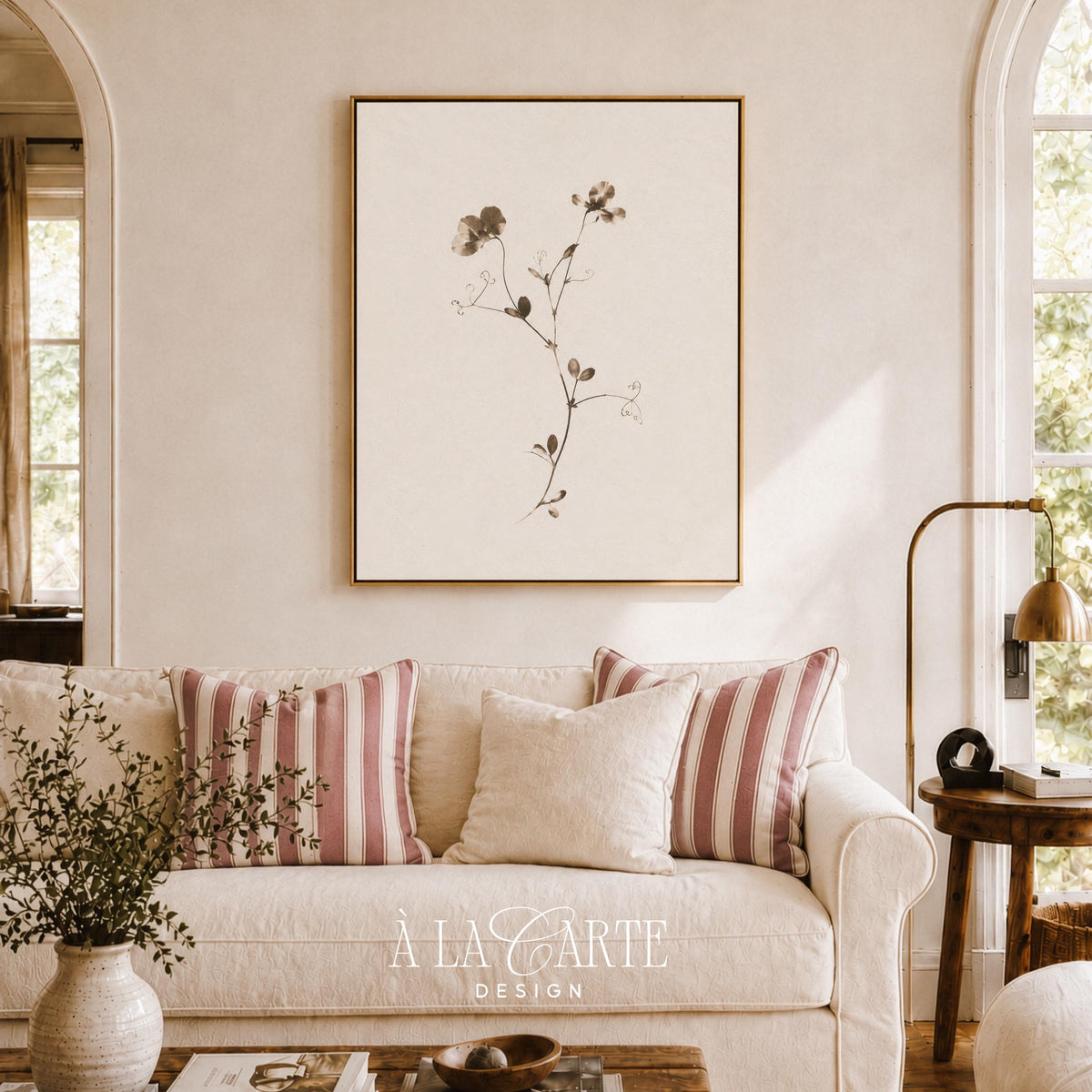 Antique-style botanical stem picture — instant download nature artwork in soft, quiet tones