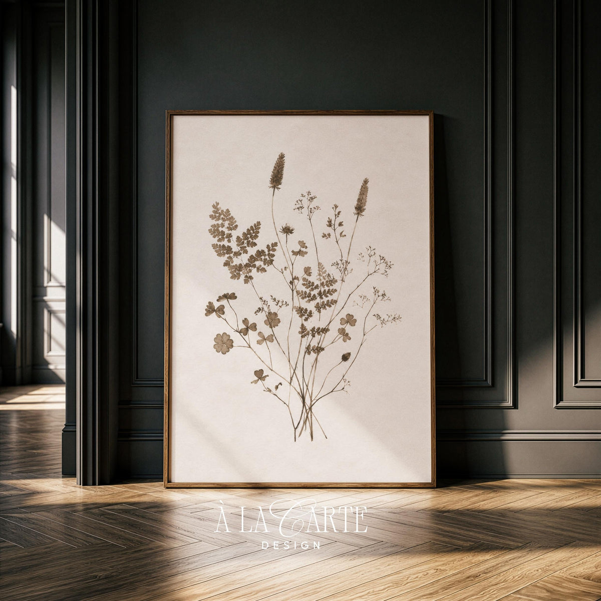 Minimal Botanical Wall Art, Sepia Plant Print, Antique Herbarium, Neutral Botanical Printable, Vintage Floral Art, Abstract Botanical