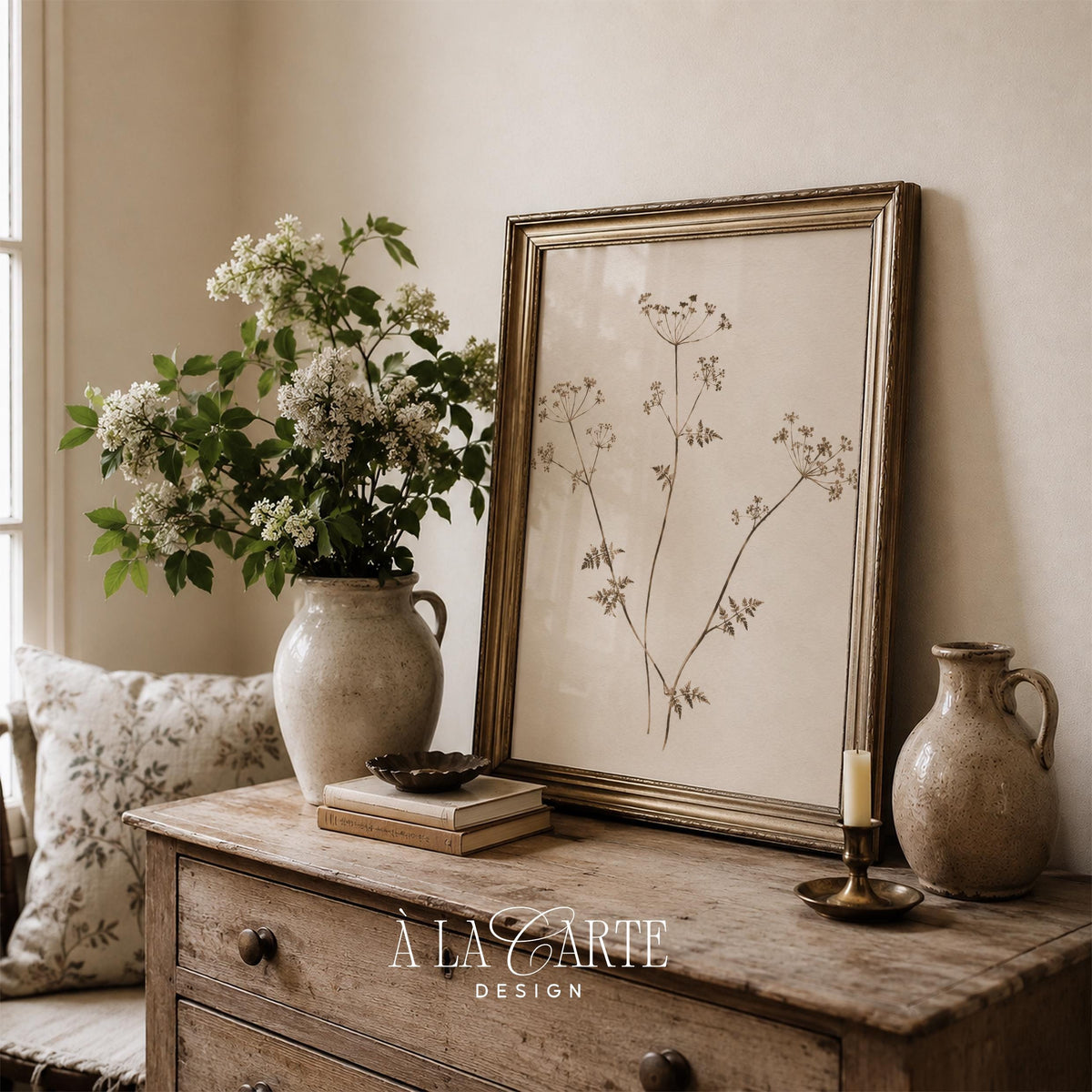 Minimal Botanical Wall Art, Sepia Plant Print, Antique Herbarium, Neutral Wildflower Printable, Vintage Floral Art, Abstract Botanical V131