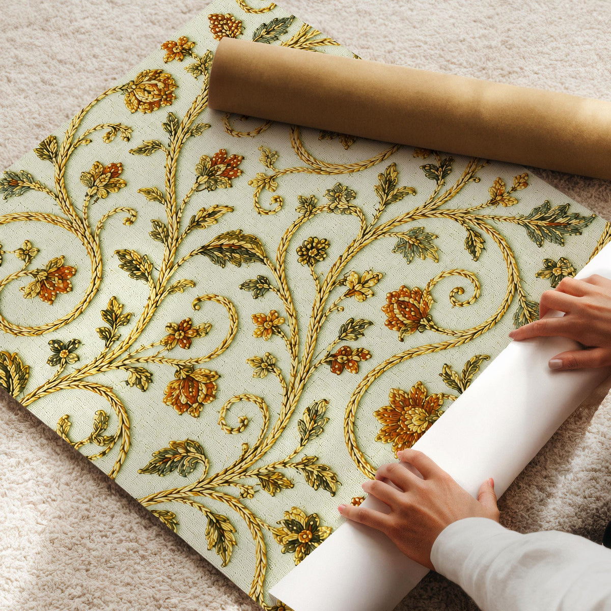 Vintage Floral Printable, Whimsical Botanical Pattern, Antique Tapestry Wall Art, Abstract Textile Print, Medieval Embroidery Download V119