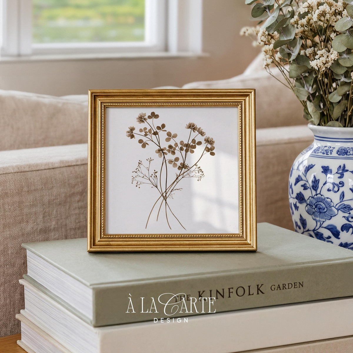Vintage herbarium clover study digital print for gallery walls — soft tones botanical wall art