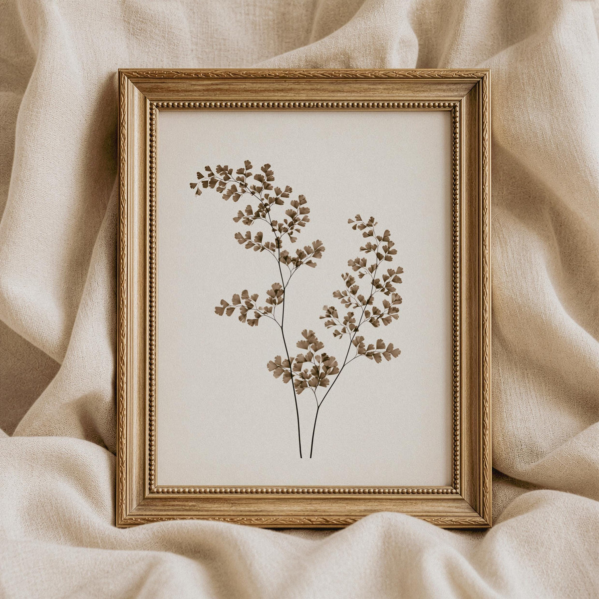Delicate wildflower poster for study — vertical stem composition, understated watercolor botanical with peaceful minimalist mood