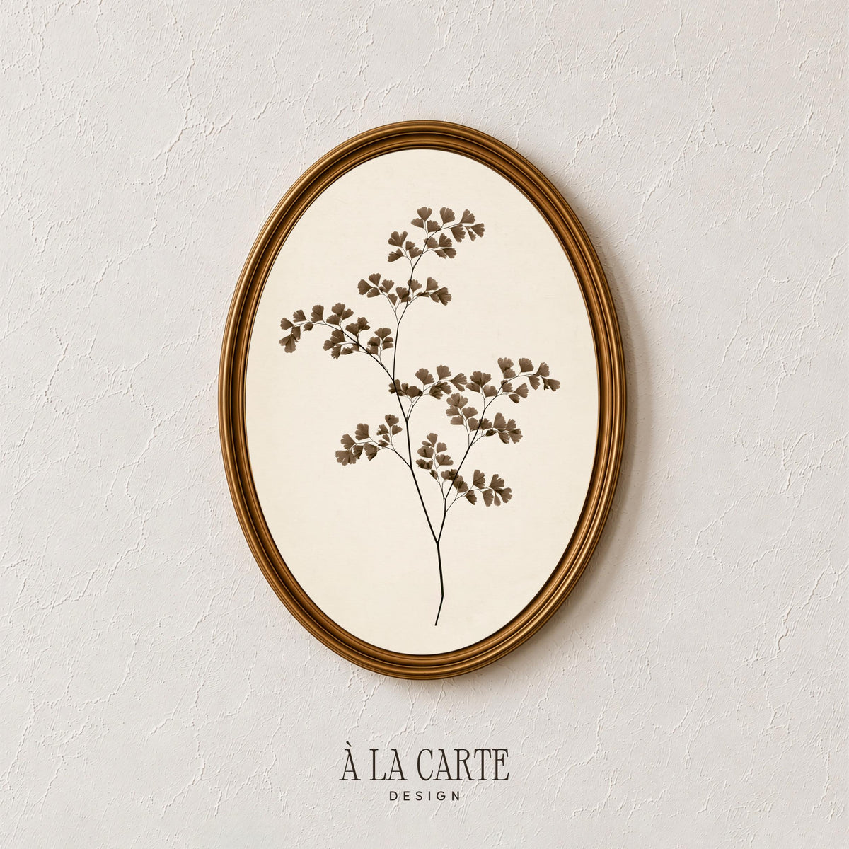 Delicate fern artwork picture print — rustic herbarium study with aged cream background and warm undertones