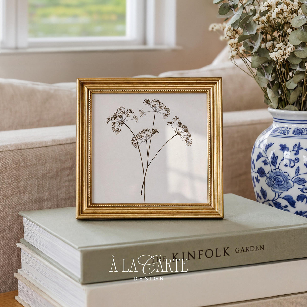 Neutral plant wall art print — minimalist botanical sketch with soft ink rendering and generous white space throughout