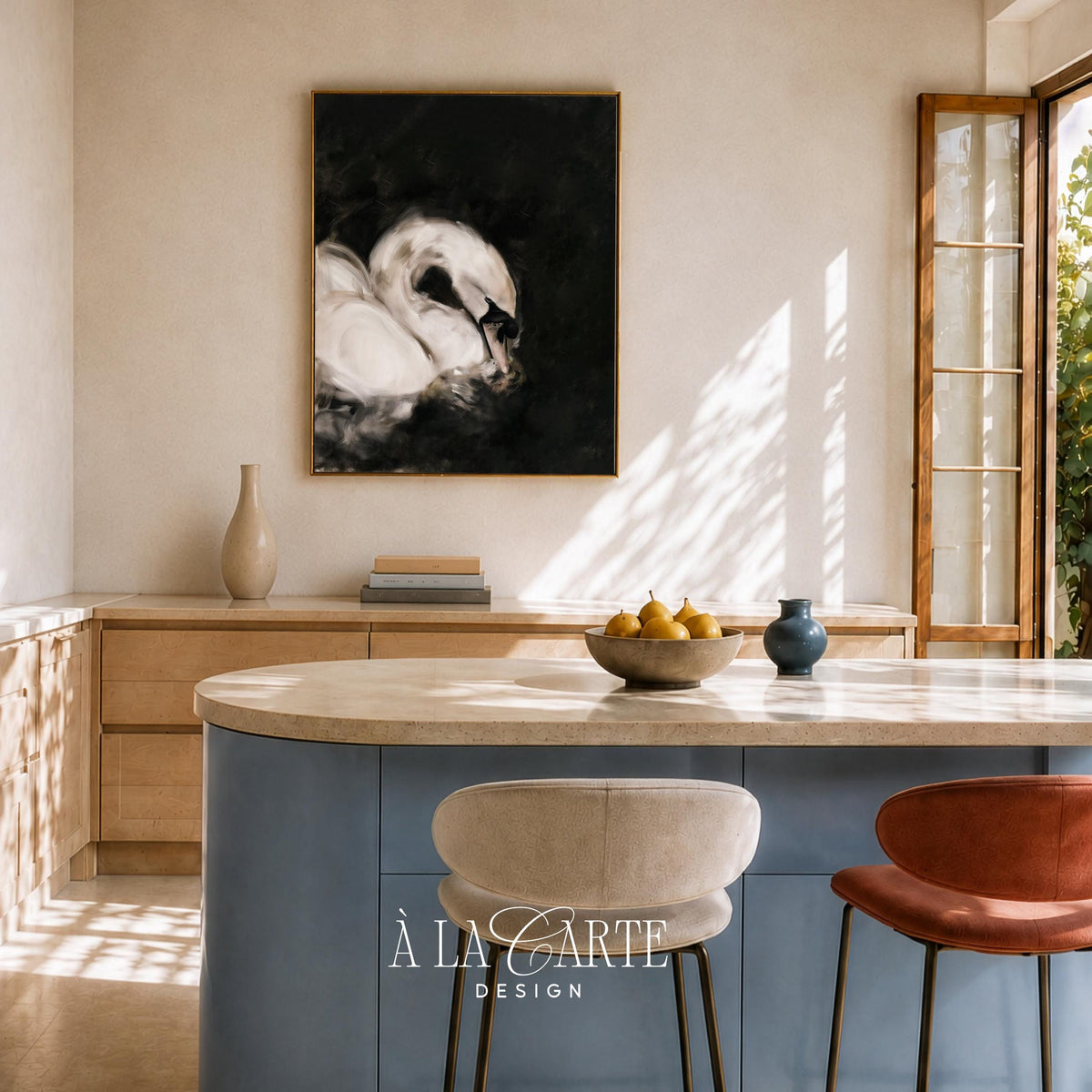 Elegant swan illustration wall art instant download — soft painterly strokes create dramatic artistic effect