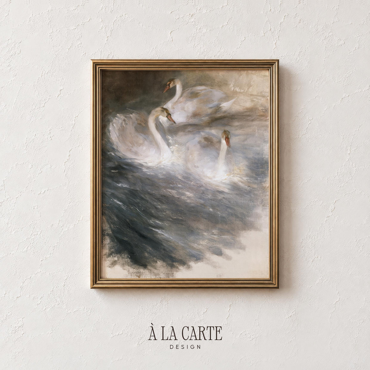 Moody waterfowl wall art poster for entryway — vintage-inspired piece with ethereal water textures and soft lighting
