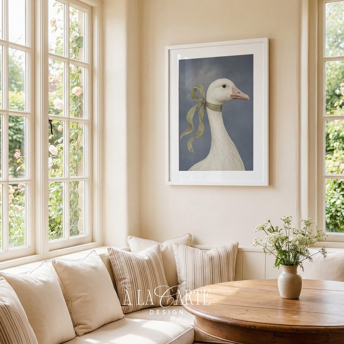 Goose instant download digital art for walls — elegant animal study with muted tones and vintage painting technique