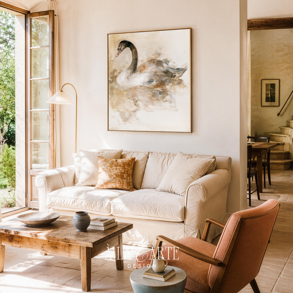 Moody waterfowl wall art featuring textured brushstrokes and serene contemplative feeling