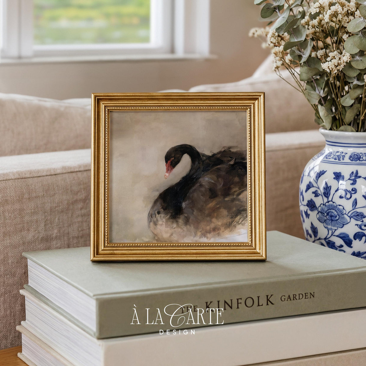 Black Moody Swan Wall Art, Abstract Bird Print, Contemporary Swan Printable, Dark Cottagecore Decor, I Modern Birds Art V171