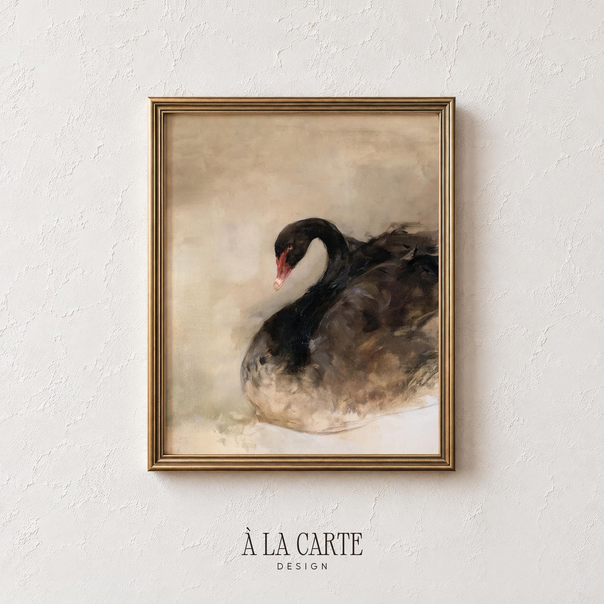 Black Moody Swan Wall Art, Abstract Bird Print, Contemporary Swan Printable, Dark Cottagecore Decor, I Modern Birds Art V171