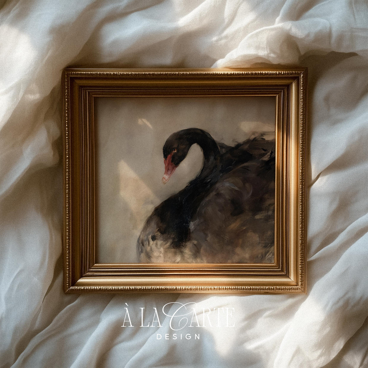 Black Moody Swan Wall Art, Abstract Bird Print, Contemporary Swan Printable, Dark Cottagecore Decor, I Modern Birds Art V171