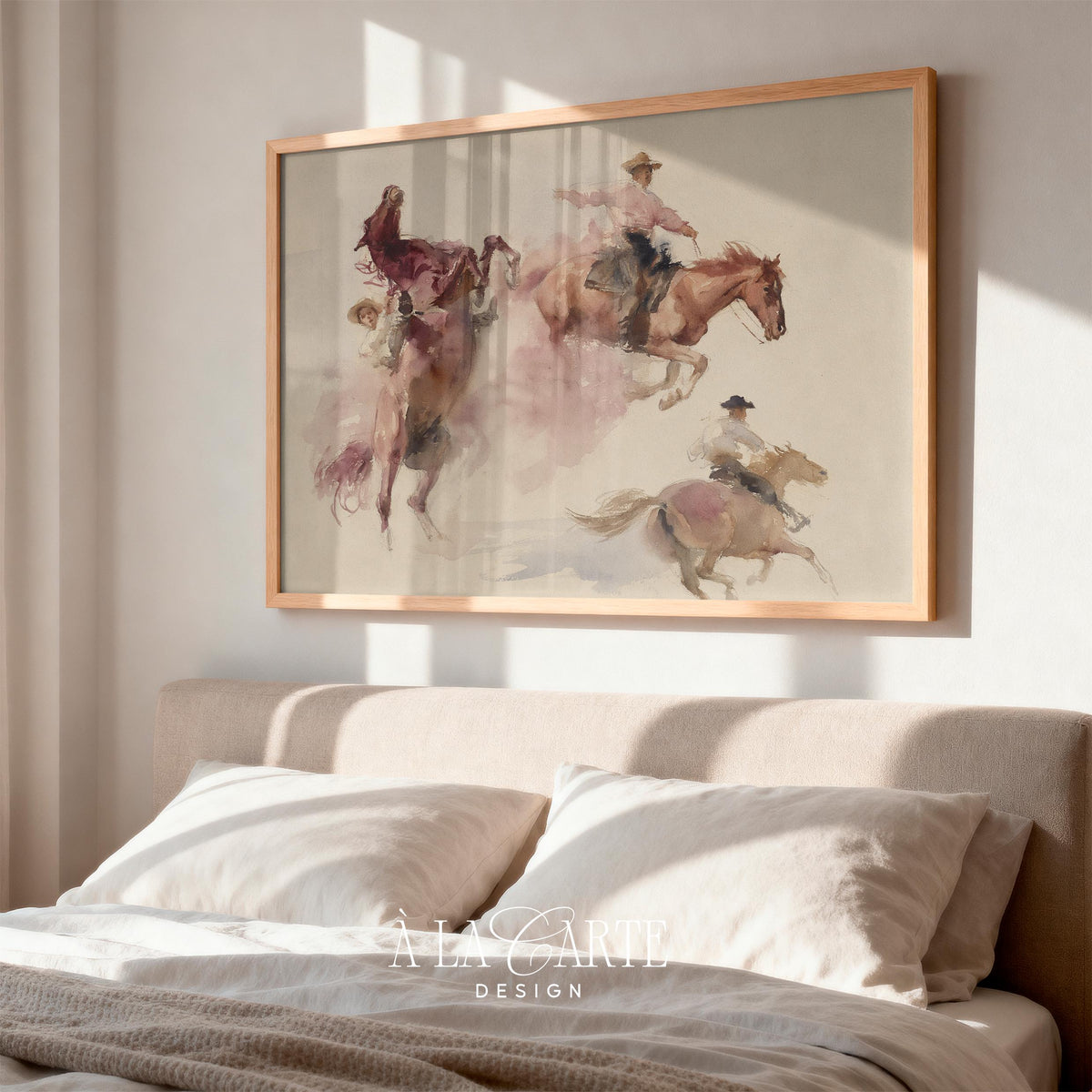 Dynamic equestrian cowboys digital download — southwestern wall art with dusty, weathered vintage aesthetic