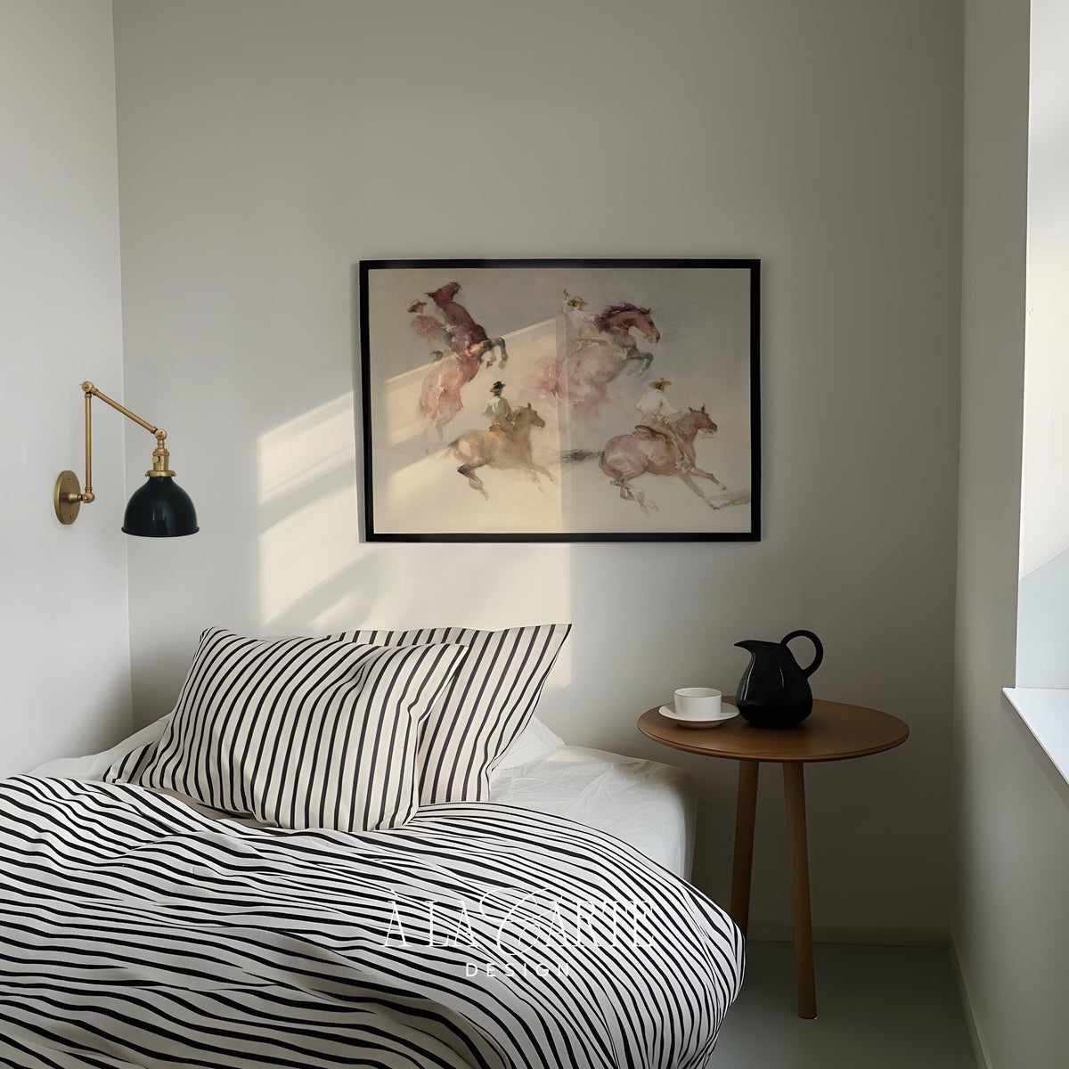 Dreamy horse rider artwork printable instant download — ethereal watercolor with soft blended hues and movement