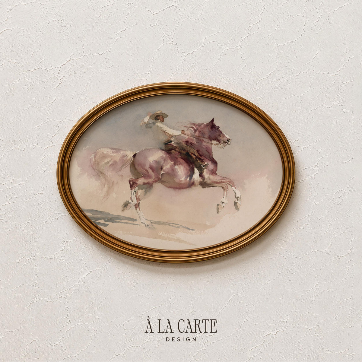 Western trail horseman digital artwork — soft-focus vintage illustration featuring blurred plains background and movement